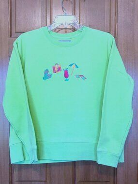 Vintage 90s Fieldgear Lime Green Beach Embroidered Sweatshirt